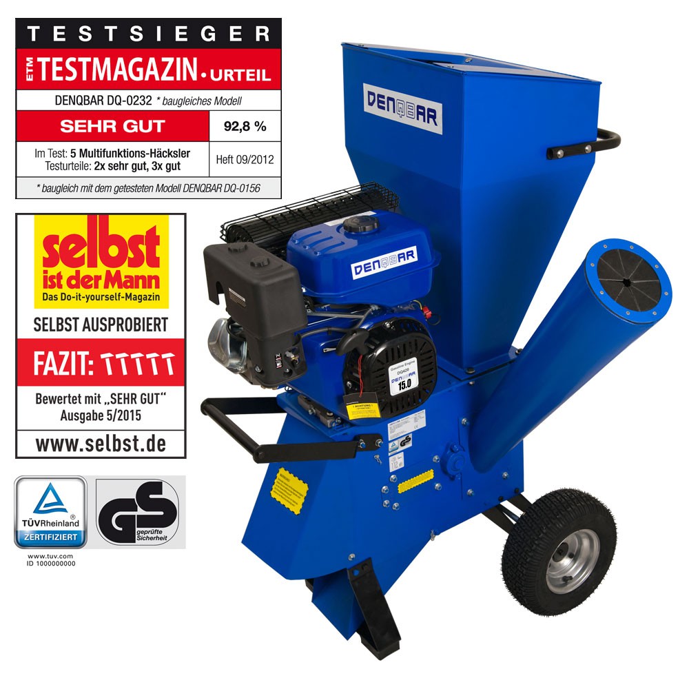 11 kW (15 PS) Gartenhäcksler, Gartenschredder mit Benzinmotor Häcksler