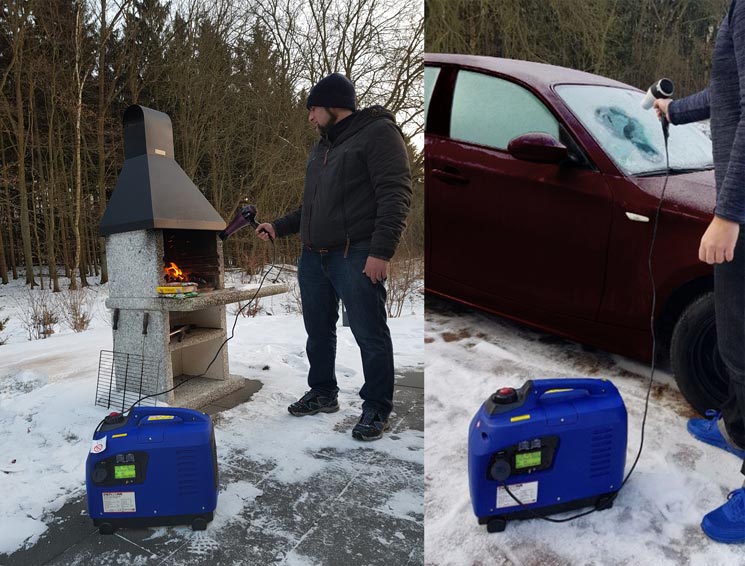 Grillen und Enteisen mit Inverter Generator