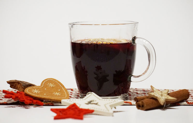 Glas mit Glühwein