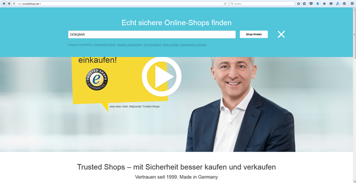 Online-Shopsuche auf der Webseite von Trusted Shops